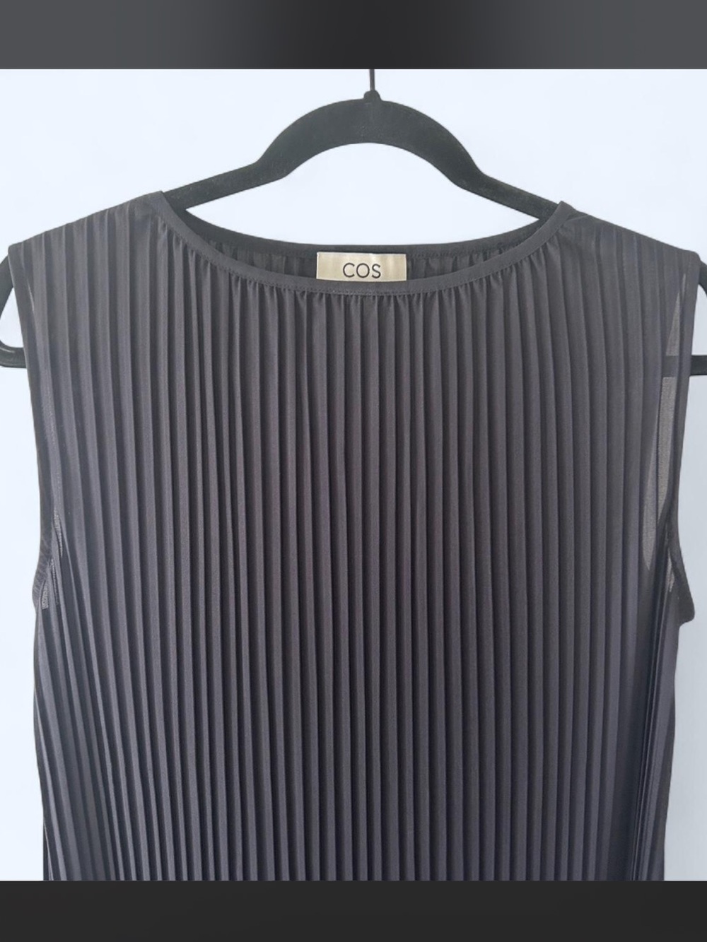 COS Navy Sleeveless Pleated Maxi Dress - Picture 3 of 6